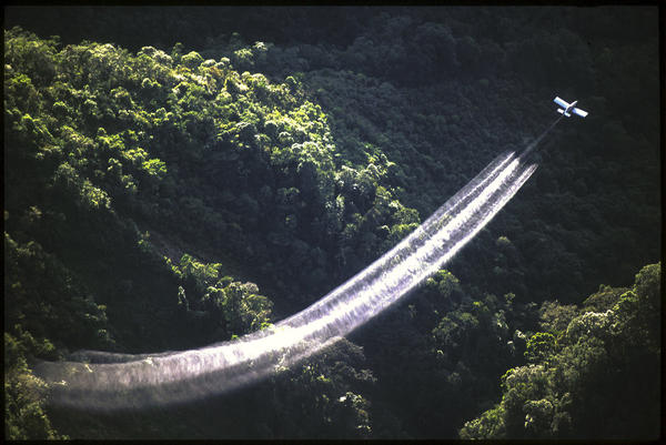 Colombian Armed Forces conduct aerial fumigation of coca and poppy plantations in Tolima, Colombia (J.B. Russell)