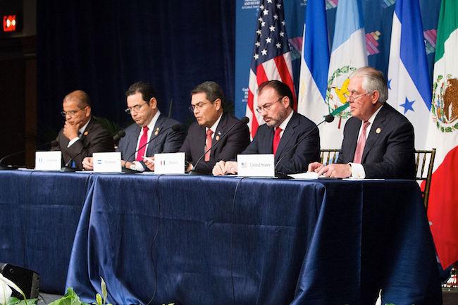 Leaders from Mexico, Honduras, Guatemala, and El Salvador at the Conference for Prosperity and Security in Central America held in Miami, Florida, on June 15. (U.S. Department of State) 