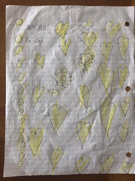 A drawing made for the author by a five-year-old girl in detention at the South Texas Family Residential Center in Dilley, Texas (Courtesy of Nara Milanich)