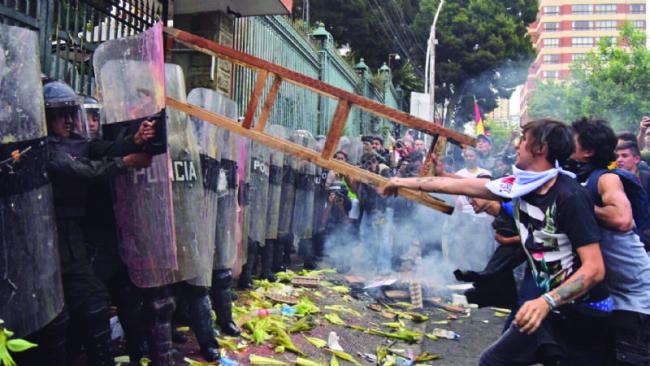 Demonstrations against the TSE ruling in La Paz, Bolivia in early December (Sara Aliaga/Pagina Siete).