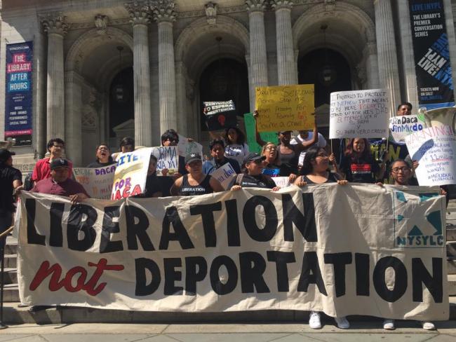 Members of the Lehman College Dream Team protest at Trump Tower on September 5 (Facebook/ Lehman College Dream Team)