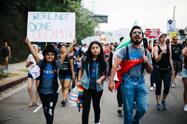 At the Los Angeles March for Immigrant Rights in September 2017 (Molly Adams/Flickr)