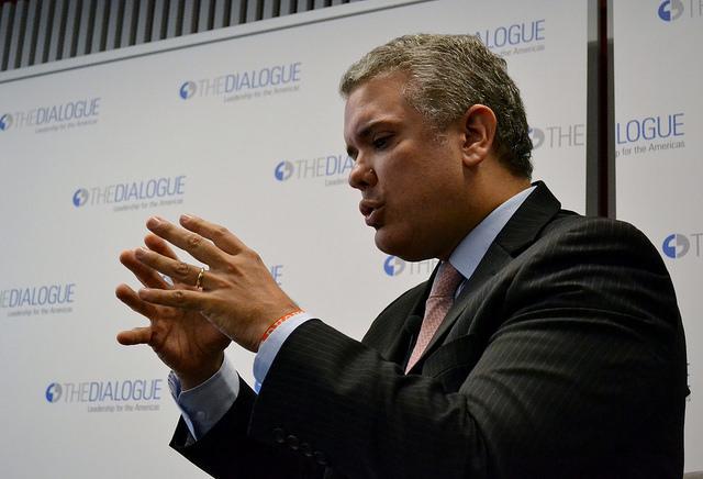 Right-wing presidential candidate Iván Duque at a panel in March 2018 (Flickr/Inter-American Dialogue)