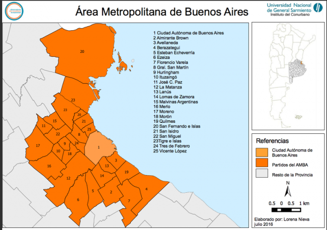 The UTT has succeeded in expanding around the Metropolitan Area of Buenos Aires, which is divided in 24 districts, home to 10 million people. (General Sarmiento University)