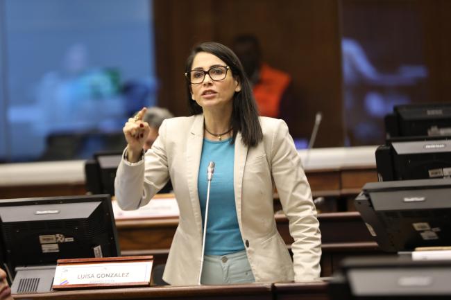 Former National Assembly member Luisa Gonzalez is a presidential candidate representing former president Rafael Correa's party Revolución Ciudadana. (Asamblea Nacional del Ecuador / Wikimedia Commons / CC BY-SA 2.0)