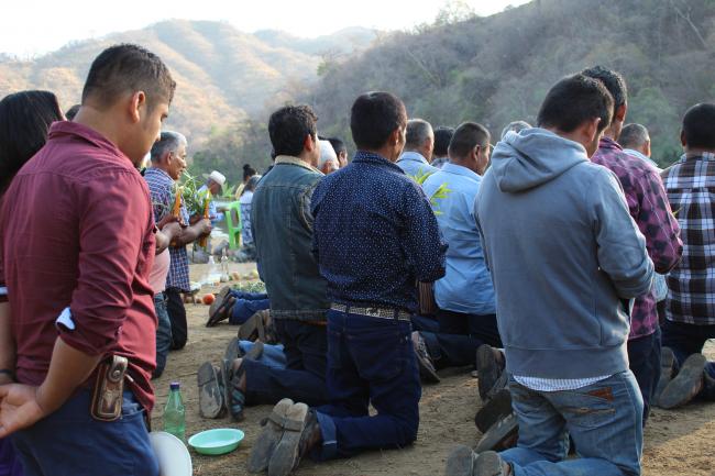 A ceremony led by Chatino authorities from Ixtayutla, on the coast of Oaxaca. (Photo by Samantha Demby)