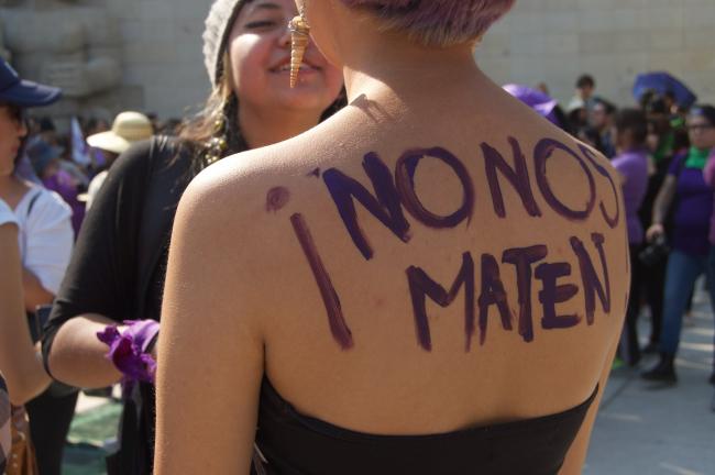 A march in Mexico City in February 2019 (Photo by Madeleine Wattenbarger)