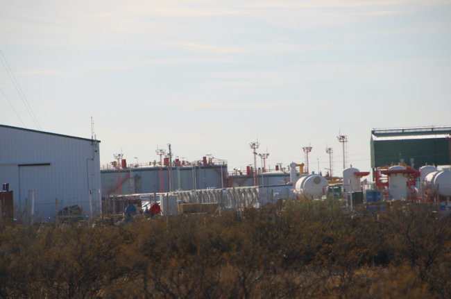 A site in Tecpetrol's Fortin de Piedra oil and gas field seen with the naked eye. (Patricia Rodríguez / Earthworks)