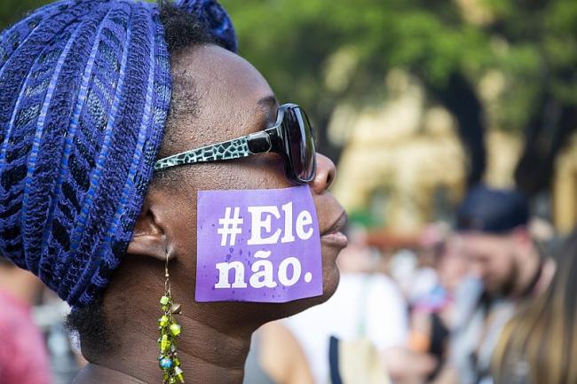 Demonstration against presidential candidate Jair Bolsonaro in Porto Alegre, Brazil on September 29 2018. (Caco Argemi CPERS / Wikimedia Commons)