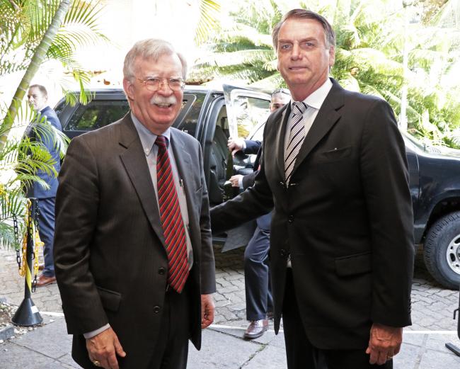 A meeting between soon-to-be Brazilian president Jair Bolsonaro and U.S. National Security Advisor John Bolton in November 2018 (U.S. Consulate in Rio/Wikimedia Commons)