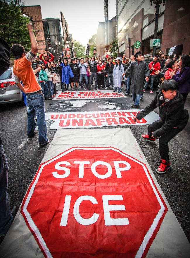 Undocumented youth protest the 2012 Secure Communities Act on May Day in Portland, OR (Steve Pavey/ Hope in Focus Photography)