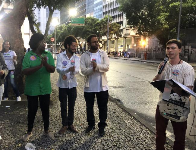 Workers' Party lawmaker Benedita da Silva, Wesley Teixeira, and Congressman-elect Pastor Henrique Vieira at a demo of Christians in support of Lula (Constance Malleret)