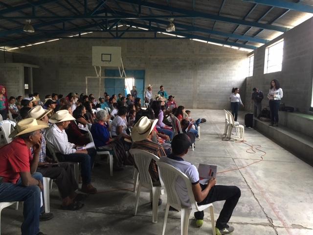 Presentation of the CECON study in communities affected by the Escobal Mine (Photo by Nicholas Copeland)