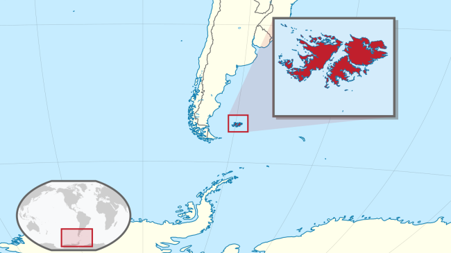 A map of the Falklands/Malvinas Islands, positioned roughly 300 miles (480 km) off the coast of Argentina's Patagonia. (TUBS / Wikimedia Commons / CC BY-SA 3.0)