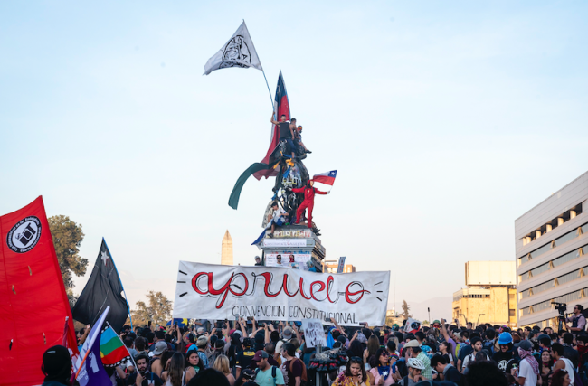 In Plaza Dignidad, demonstrators support the 