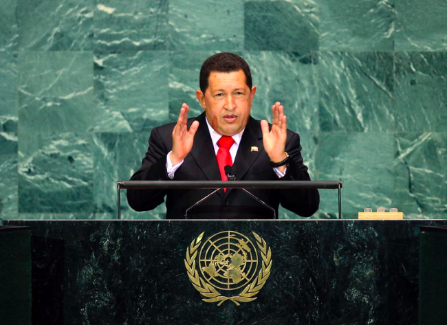 Hugo Chávez speaks at the United Nations, 2009. (UN Photo / Erin Siegal)