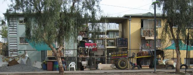 A style of subsidized housing built on a massive scale in post-dictatorship Chile