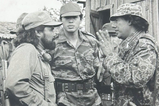 Two leaders of the Miskito Indigenous resistance, Nicaragua, 1986. (Mario Lopez / Nueva Imagen / NACLA Archives)