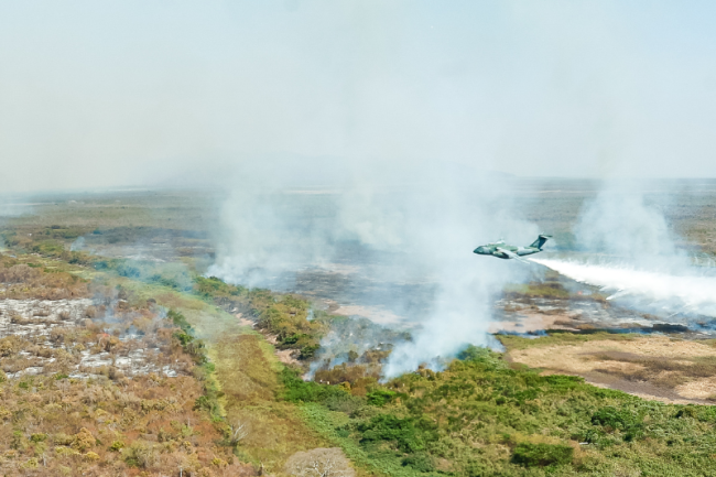 Areas burn in Corumbá, the gateway to the Pantanal wetlands in southwestern Brazil, July 31, 2024. (Ricardo Stuckert / PR / CC BY-ND 2.0)