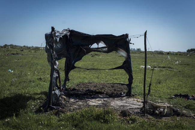 The Guernica occupation, after 4,000 police officers evicted the families living there and burned their homes on October 29. (Gala Abramovich)