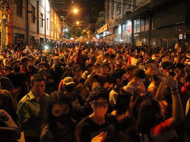 Protesters in the capital city of Asunción, Paraguay on March 6, 2021. (Diego Pusineri)