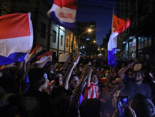 Protests continued in Asunción, including this gathering on March 8. (Diego Pusineri)